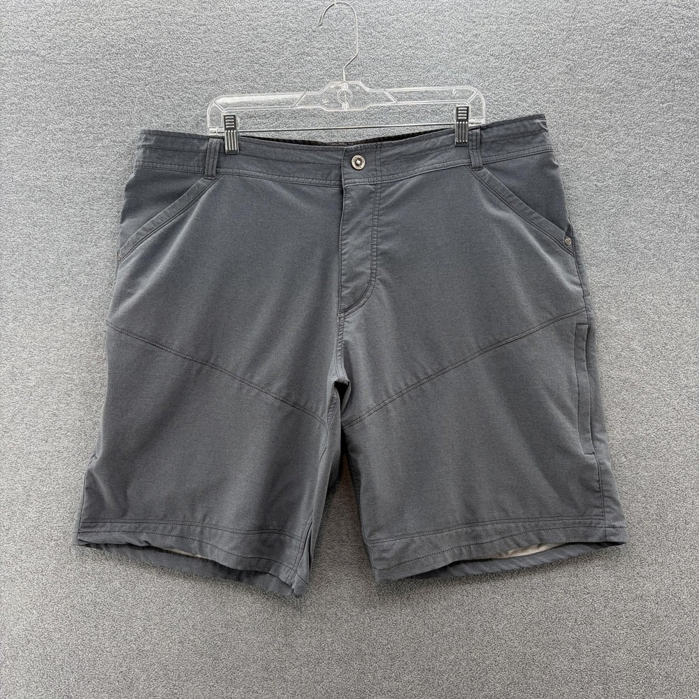 Kuhl Shorts Mens 42 Gray Cargo Outdoor Hiking Nylon Stretch Drawstring Pockets